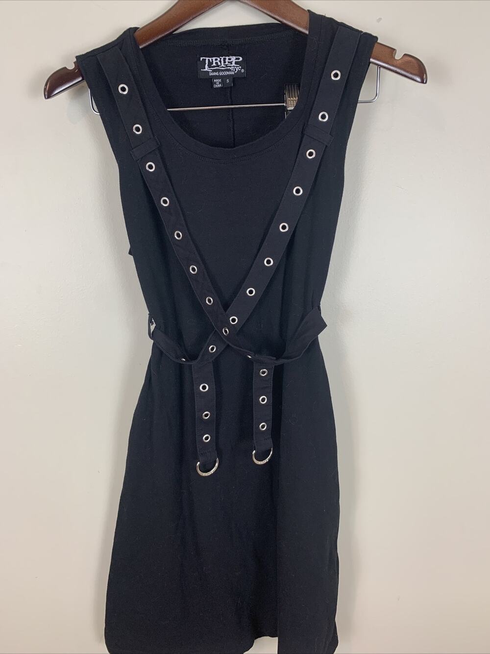 Vtg Tripp Nyc Daang Goodman Black Indie Sleaze Dress S Goth Emo Chic XCLNT